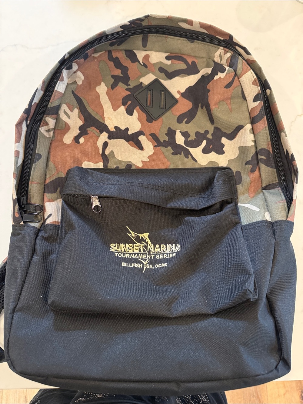 Camo & Black Men's Backpack-Sunset Marina Fishing Tournament Series